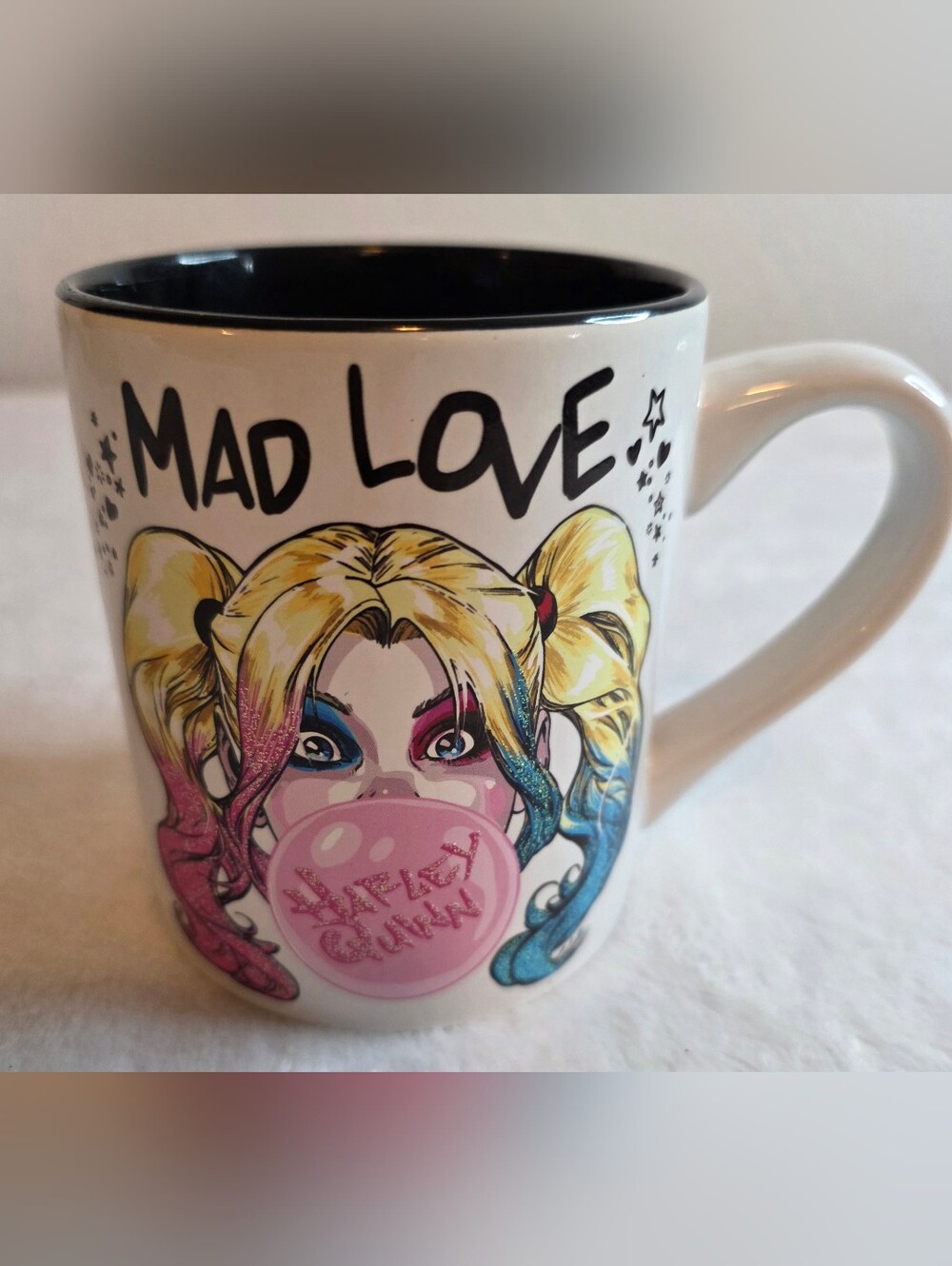 Harley Quinn Mad Love Ceramic Coffee Mug 12 oz DC Comics Black Interior Cup